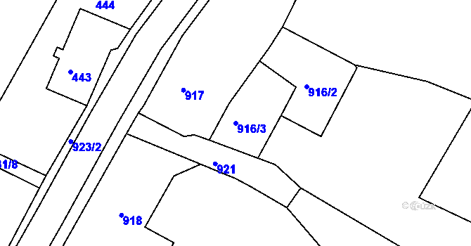 Parcela st. 916/3 v KÚ Vejprty, Katastrální mapa