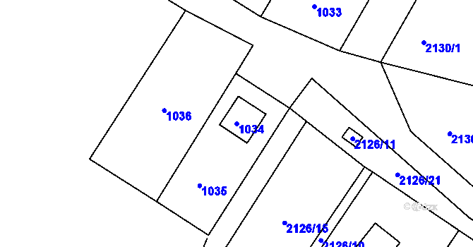 Parcela st. 1034 v KÚ Vejprty, Katastrální mapa
