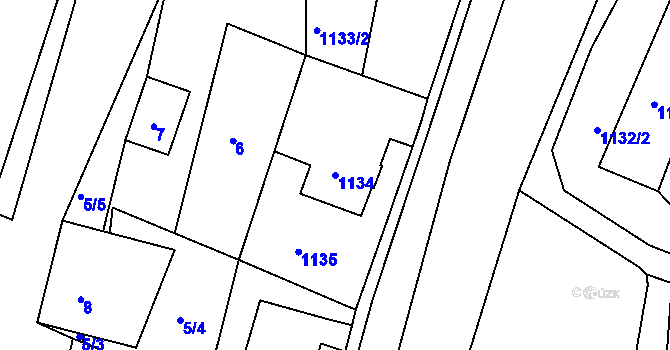 Parcela st. 1134 v KÚ Vejprty, Katastrální mapa