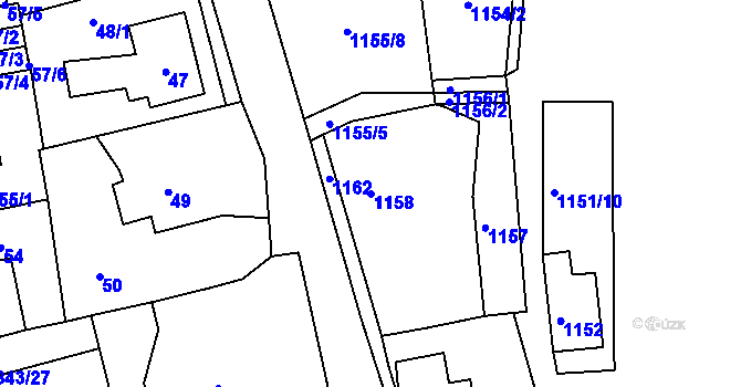 Parcela st. 1158 v KÚ Vejprty, Katastrální mapa