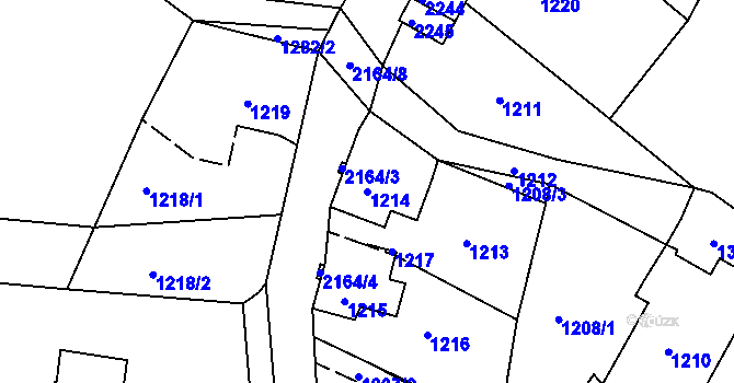 Parcela st. 1214 v KÚ Vejprty, Katastrální mapa