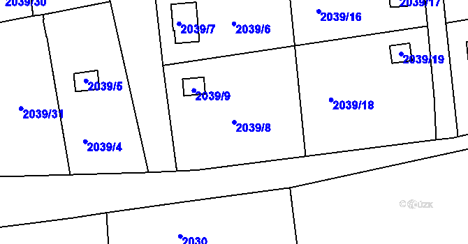 Parcela st. 2039/8 v KÚ Vejprty, Katastrální mapa