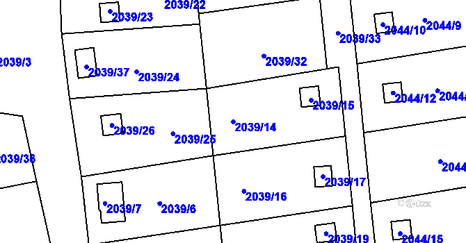 Parcela st. 2039/14 v KÚ Vejprty, Katastrální mapa