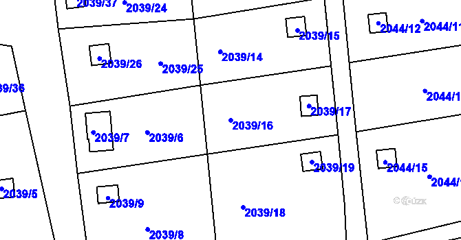 Parcela st. 2039/16 v KÚ Vejprty, Katastrální mapa