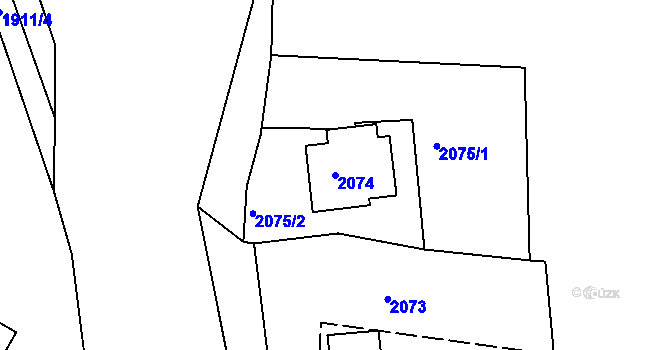 Parcela st. 2074 v KÚ Vejprty, Katastrální mapa