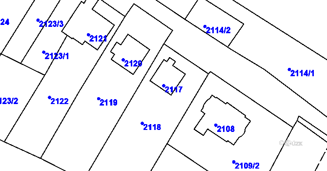 Parcela st. 2117 v KÚ Vejprty, Katastrální mapa