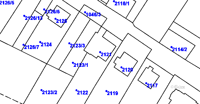 Parcela st. 2121 v KÚ Vejprty, Katastrální mapa