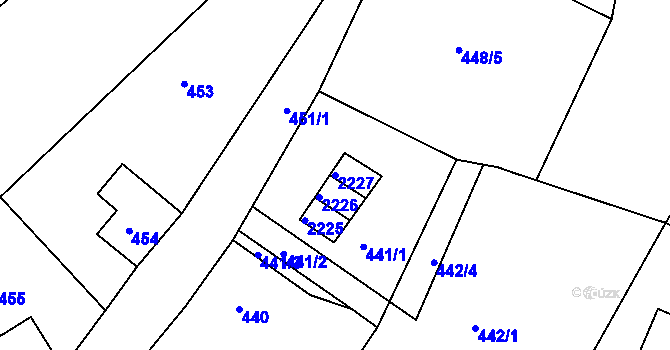 Parcela st. 2227 v KÚ Vejprty, Katastrální mapa