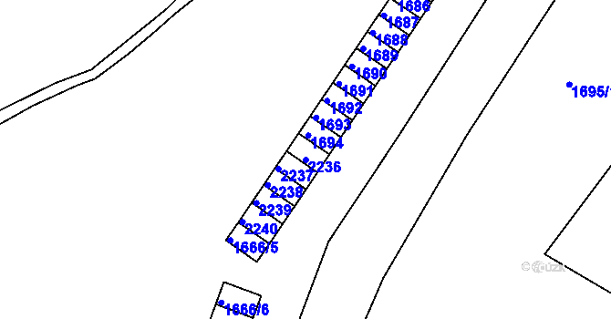 Parcela st. 2236 v KÚ Vejprty, Katastrální mapa
