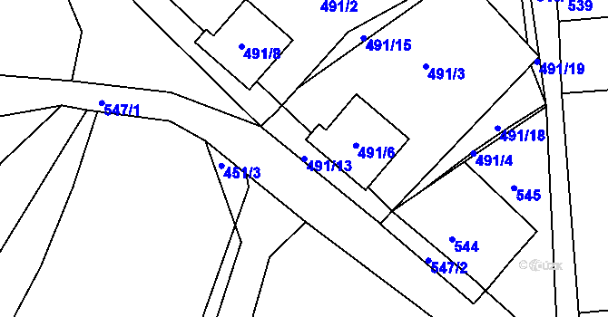 Parcela st. 491/13 v KÚ Vejprty, Katastrální mapa