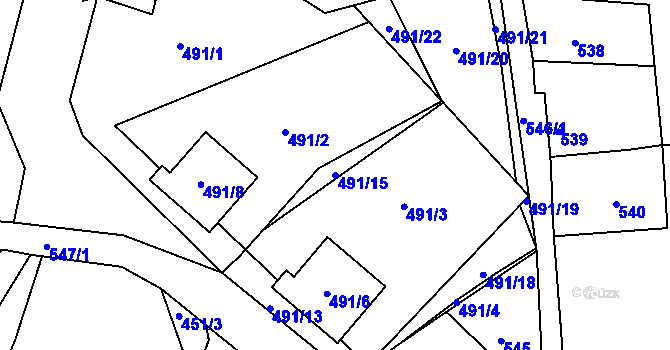 Parcela st. 491/15 v KÚ Vejprty, Katastrální mapa