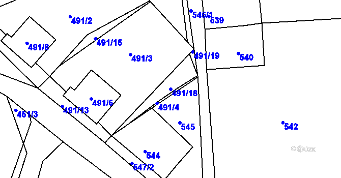 Parcela st. 491/18 v KÚ Vejprty, Katastrální mapa