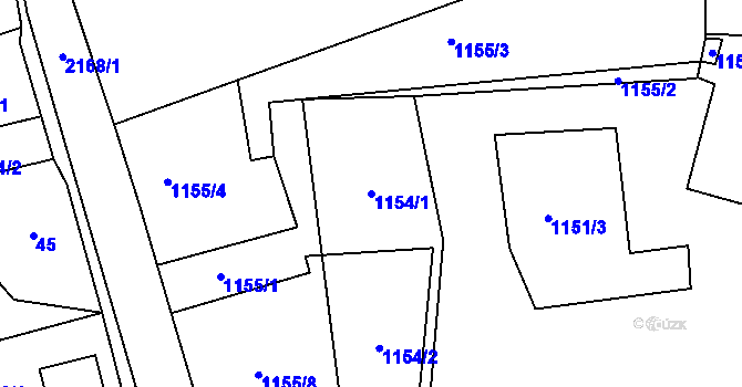 Parcela st. 1154/1 v KÚ Vejprty, Katastrální mapa