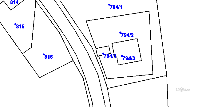 Parcela st. 794/4 v KÚ Vejprty, Katastrální mapa