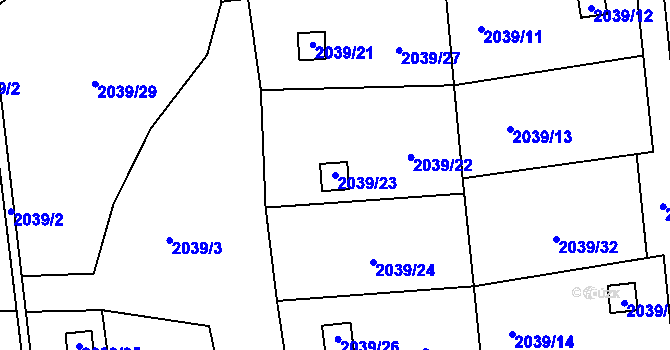 Parcela st. 2039/23 v KÚ Vejprty, Katastrální mapa