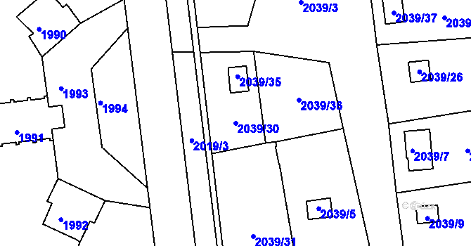 Parcela st. 2039/30 v KÚ Vejprty, Katastrální mapa