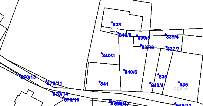 Parcela st. 840/3 v KÚ Vejprty, Katastrální mapa