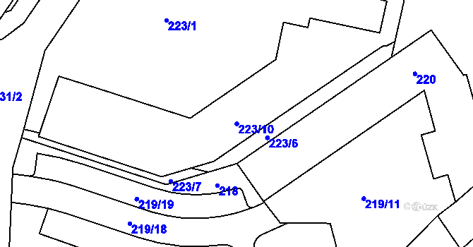 Parcela st. 223/10 v KÚ Vejprty, Katastrální mapa
