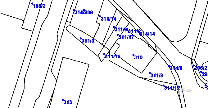 Parcela st. 311/16 v KÚ Vejprty, Katastrální mapa