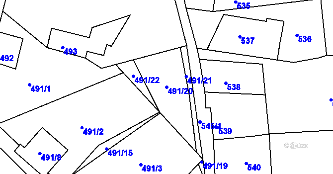Parcela st. 491/20 v KÚ Vejprty, Katastrální mapa