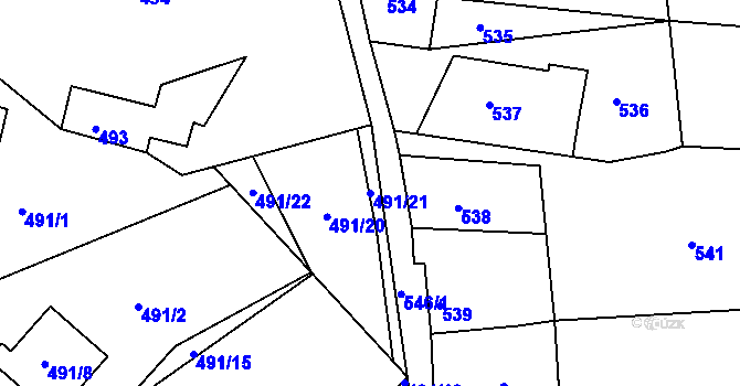 Parcela st. 491/21 v KÚ Vejprty, Katastrální mapa
