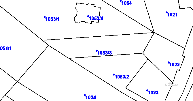 Parcela st. 1053/3 v KÚ Vejprty, Katastrální mapa