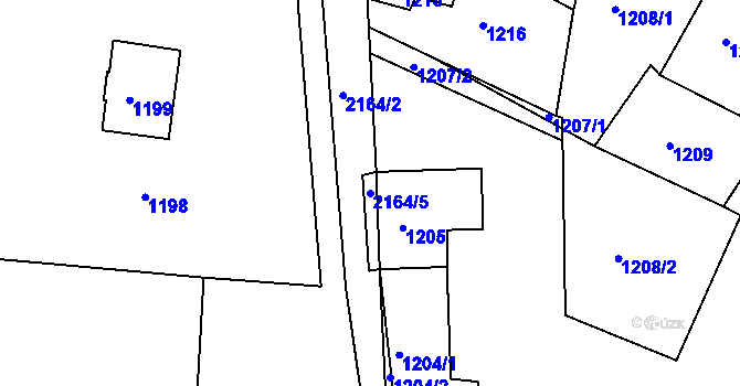 Parcela st. 2164/5 v KÚ Vejprty, Katastrální mapa