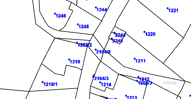 Parcela st. 2164/8 v KÚ Vejprty, Katastrální mapa