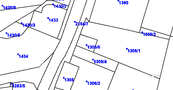 Parcela st. 1306/6 v KÚ Vejprty, Katastrální mapa