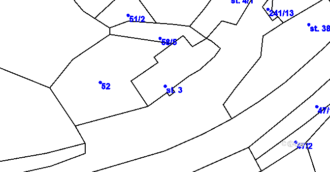 Parcela st. 3 v KÚ Chomle, Katastrální mapa