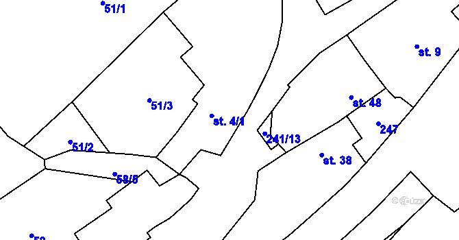 Parcela st. 4/2 v KÚ Chomle, Katastrální mapa
