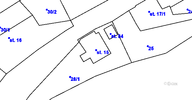 Parcela st. 15 v KÚ Chomle, Katastrální mapa