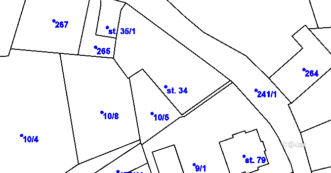 Parcela st. 34 v KÚ Chomle, Katastrální mapa