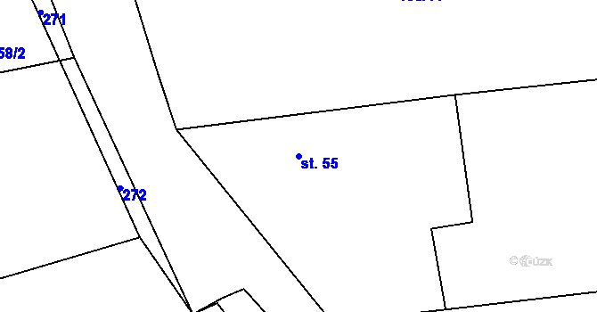 Parcela st. 55 v KÚ Chomle, Katastrální mapa