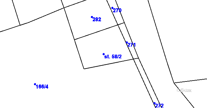 Parcela st. 58/2 v KÚ Chomle, Katastrální mapa