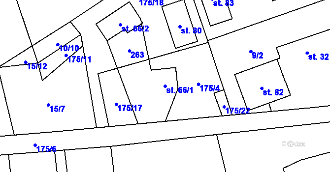 Parcela st. 66/1 v KÚ Chomle, Katastrální mapa
