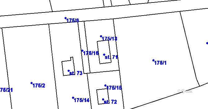 Parcela st. 71 v KÚ Chomle, Katastrální mapa