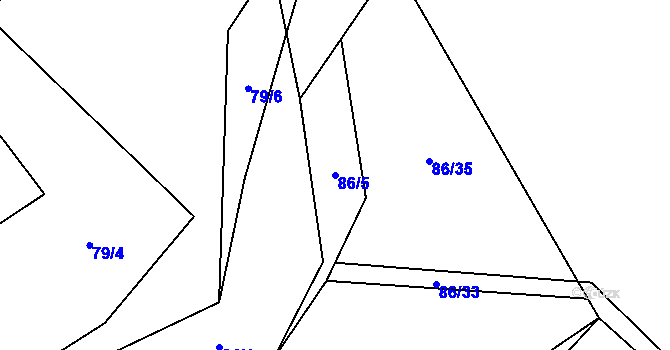 Parcela st. 86/5 v KÚ Chomle, Katastrální mapa