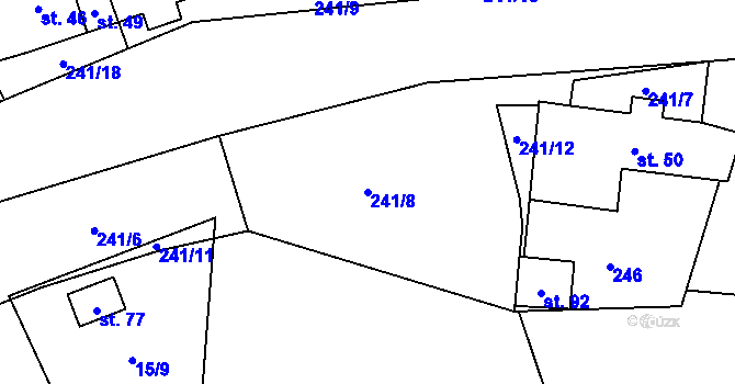 Parcela st. 241/8 v KÚ Chomle, Katastrální mapa