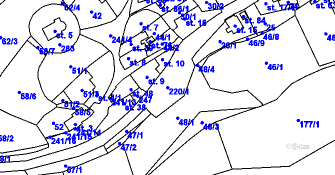 Parcela st. 220/1 v KÚ Chomle, Katastrální mapa