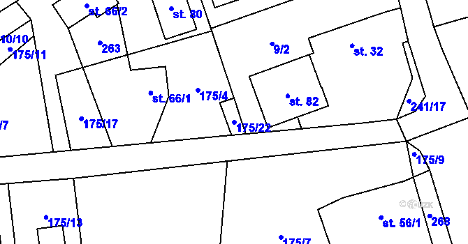 Parcela st. 175/22 v KÚ Chomle, Katastrální mapa