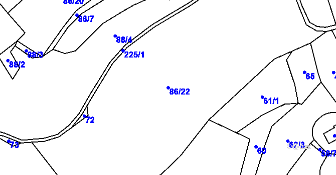 Parcela st. 86/22 v KÚ Chomle, Katastrální mapa