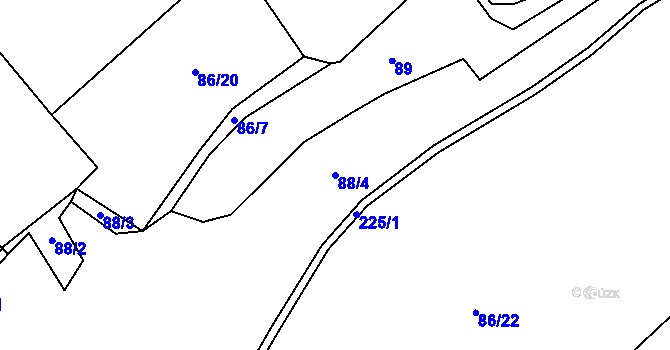 Parcela st. 88/4 v KÚ Chomle, Katastrální mapa