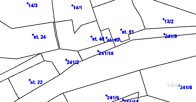 Parcela st. 241/18 v KÚ Chomle, Katastrální mapa