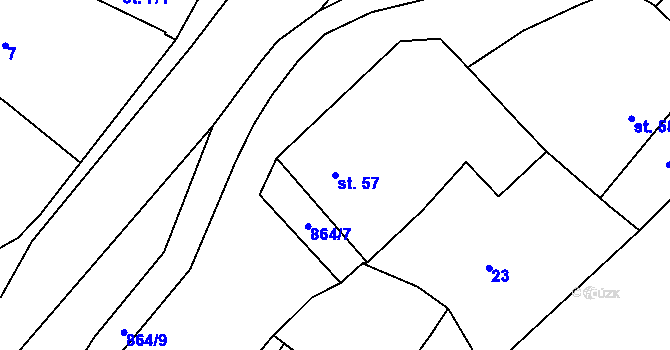 Parcela st. 57 v KÚ Vejvanov, Katastrální mapa