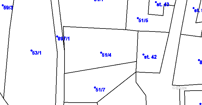 Parcela st. 51/4 v KÚ Vejvanov, Katastrální mapa
