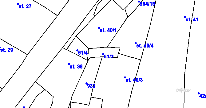 Parcela st. 61/3 v KÚ Vejvanov, Katastrální mapa