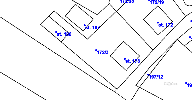 Parcela st. 172/3 v KÚ Vejvanov, Katastrální mapa