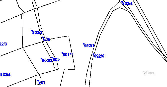 Parcela st. 692/1 v KÚ Vejvanov, Katastrální mapa
