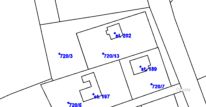 Parcela st. 720/13 v KÚ Vejvanov, Katastrální mapa